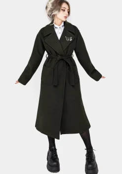 Meltdown Oversized Coat with Brooch - Green