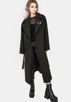 Meltdown Oversized Coat with Brooch - Green