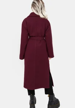 Meltdown Oversized Coat with Brooch - Red
