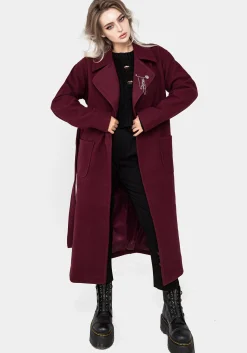 Meltdown Oversized Coat with Brooch - Red