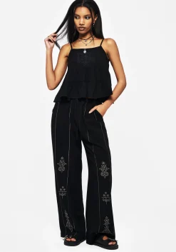 Merrymount Embroidered Wide Leg Trouser