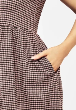 Midora Crinkle Check Mini Skater Dress