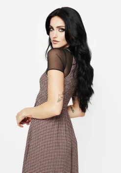 Midora Crinkle Check Racerback Midaxi Dress