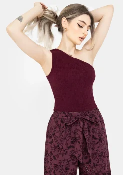 Midsommar Cotton Asymmetric Shirred Top