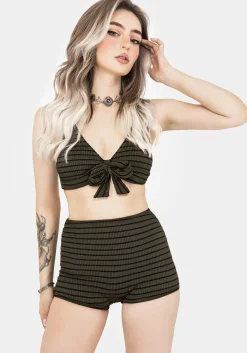 Mire Stripe High Waist Swim Shorts