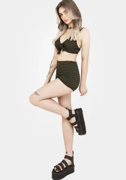 Mire Stripe High Waist Swim Shorts