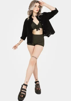 Mire Stripe High Waist Swim Shorts