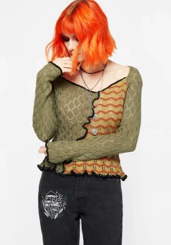 Mixed Feelings Patchwork Knit Top