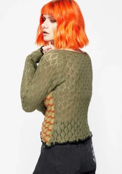 Mixed Feelings Patchwork Knit Top