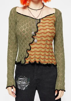 Mixed Feelings Patchwork Knit Top