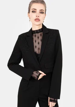 Mona Embroidered Crop Blazer