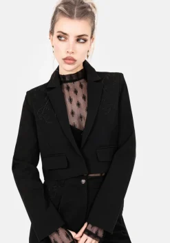 Mona Embroidered Crop Blazer