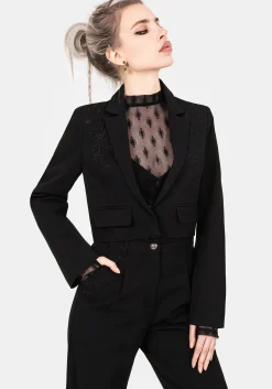 Mona Embroidered Crop Blazer