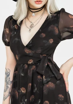Monica Floral Chiffon Midi Wrap Dress