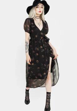 Monica Floral Chiffon Midi Wrap Dress