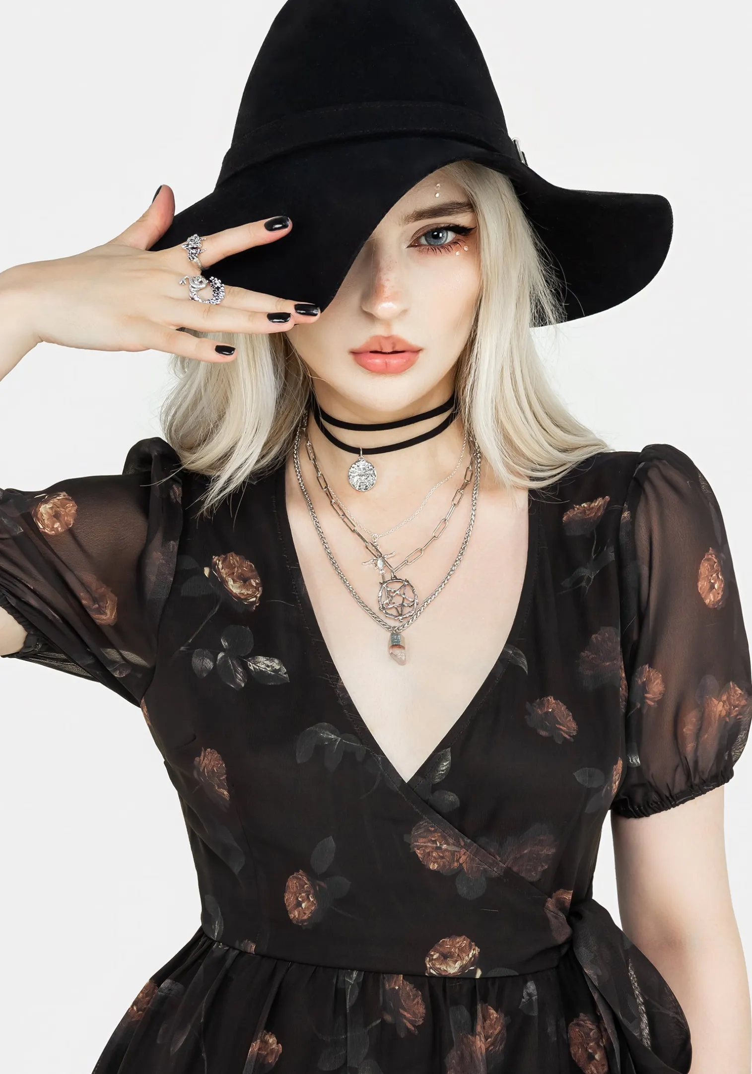 Monica Floral Chiffon Midi Wrap Dress