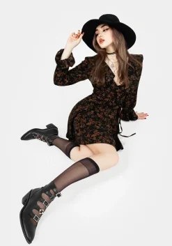 Monstera Frill Wrap Mini Dress