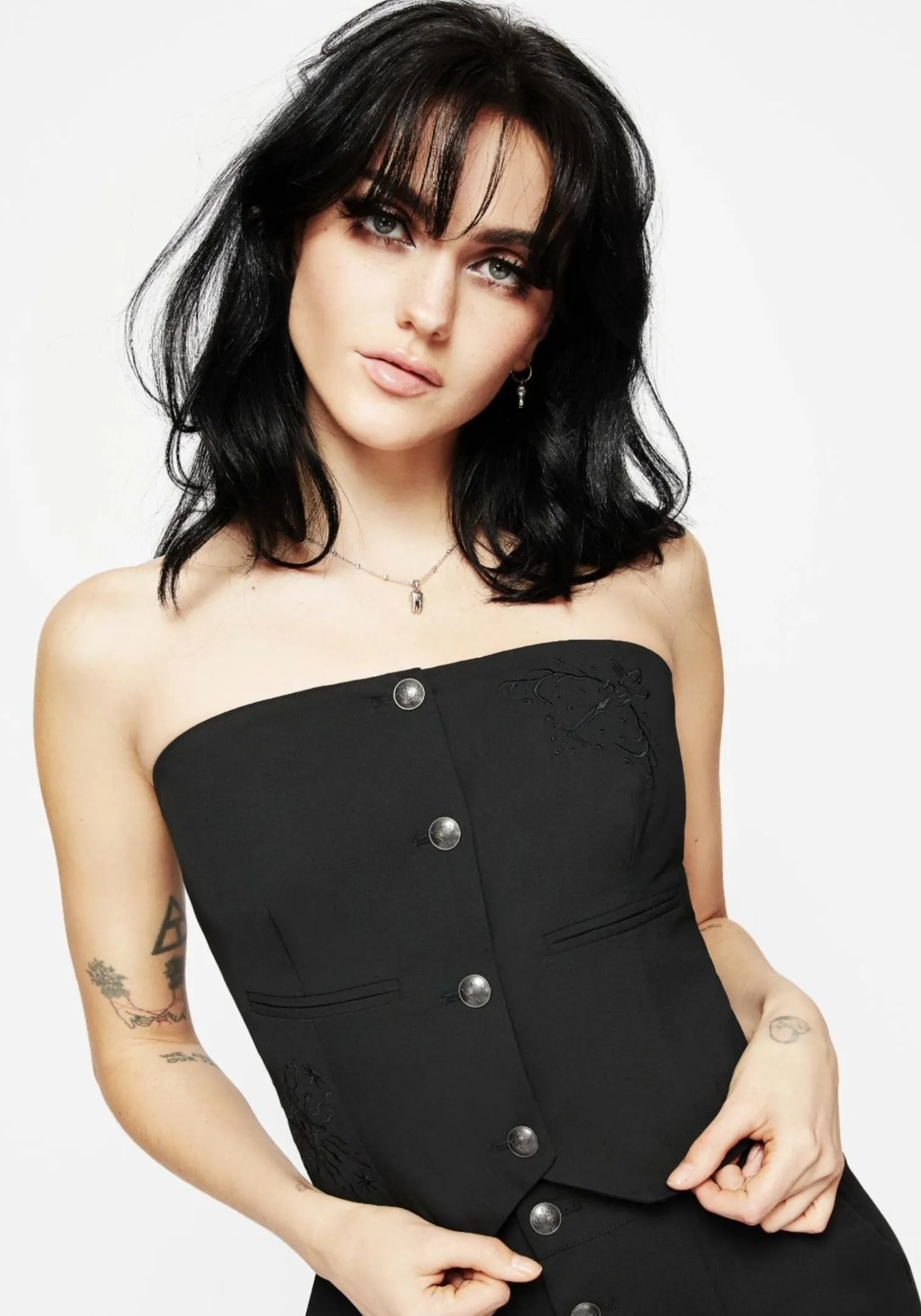 Moonbow Embroidered Strapless Tailored Waistcoat