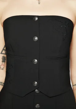 Moonbow Embroidered Strapless Tailored Waistcoat