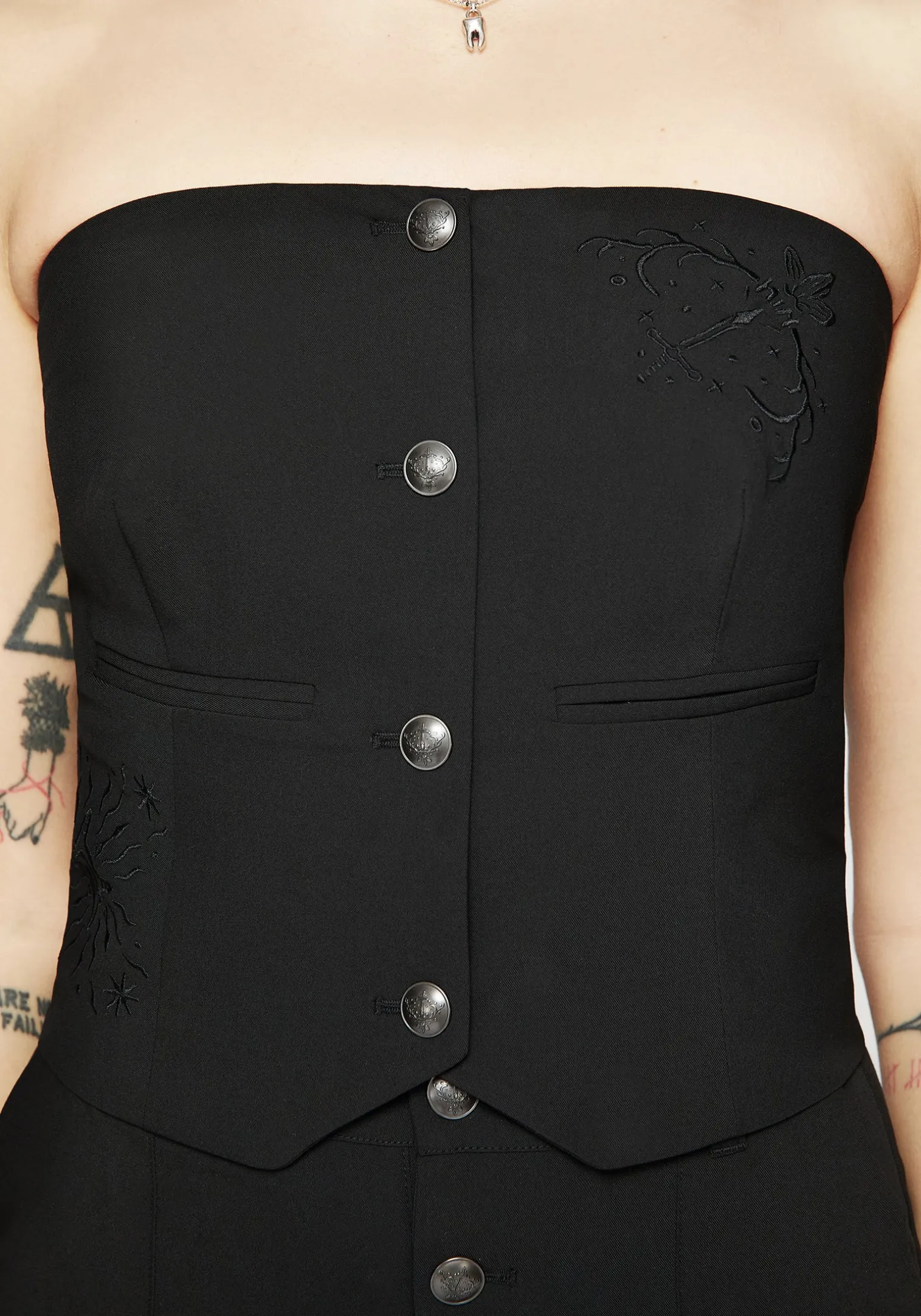 Moonbow Embroidered Strapless Tailored Waistcoat