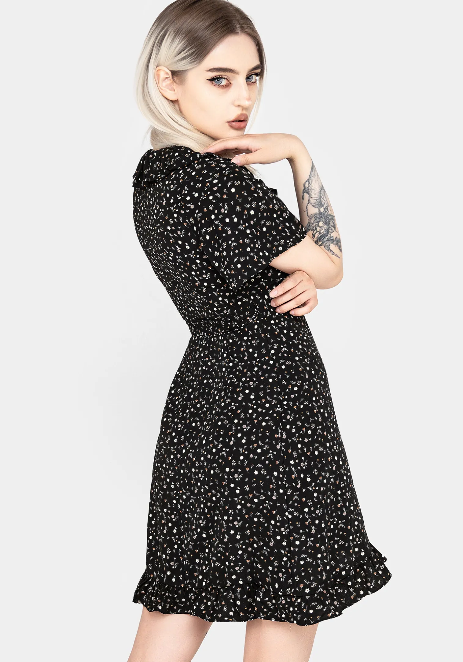 Moonseed Wrap Ruffle Dress