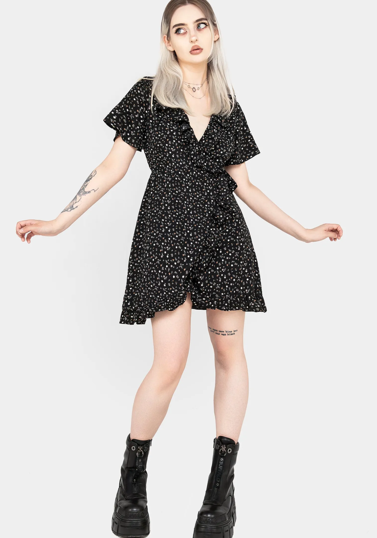 Moonseed Wrap Ruffle Dress