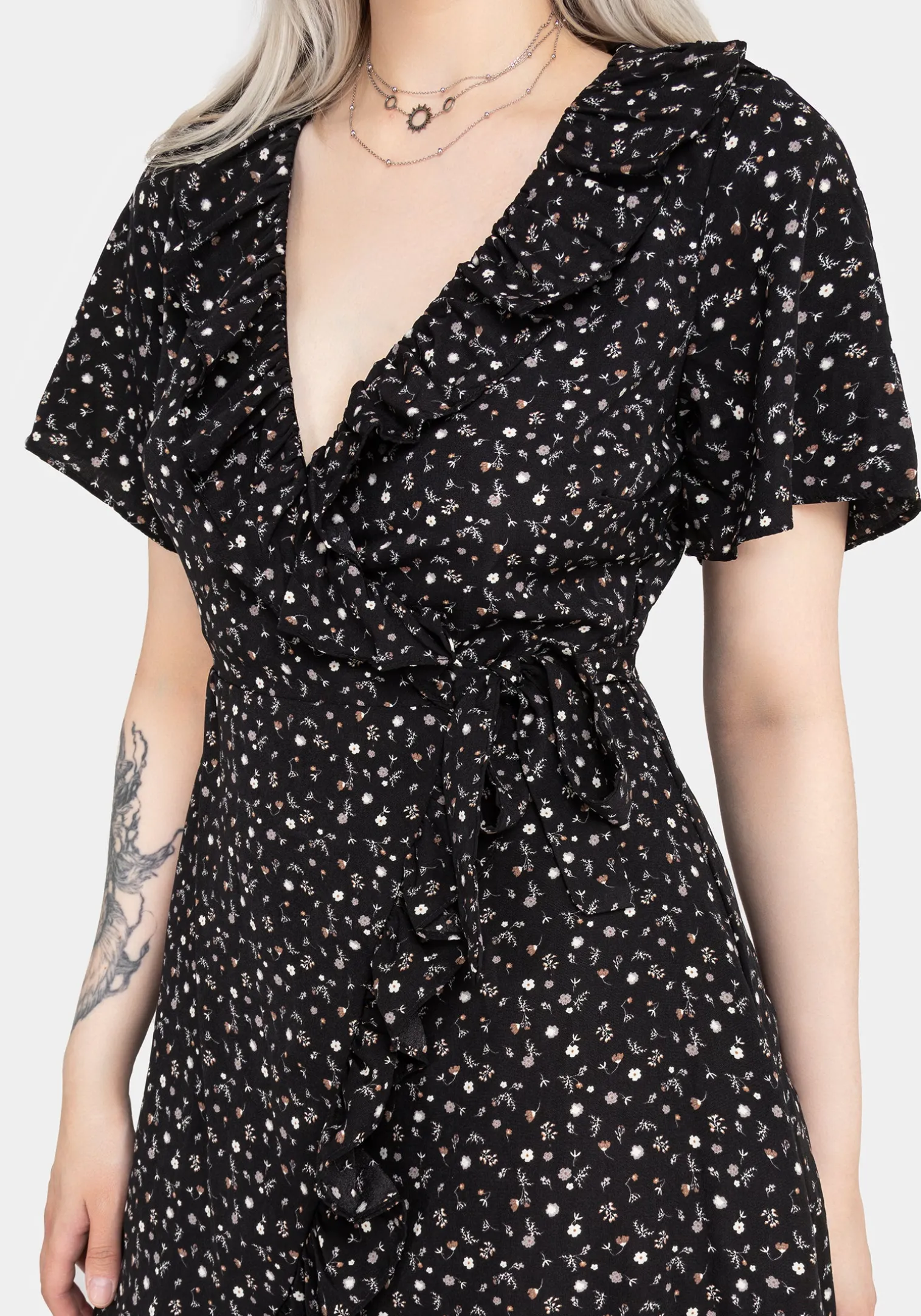 Moonseed Wrap Ruffle Dress