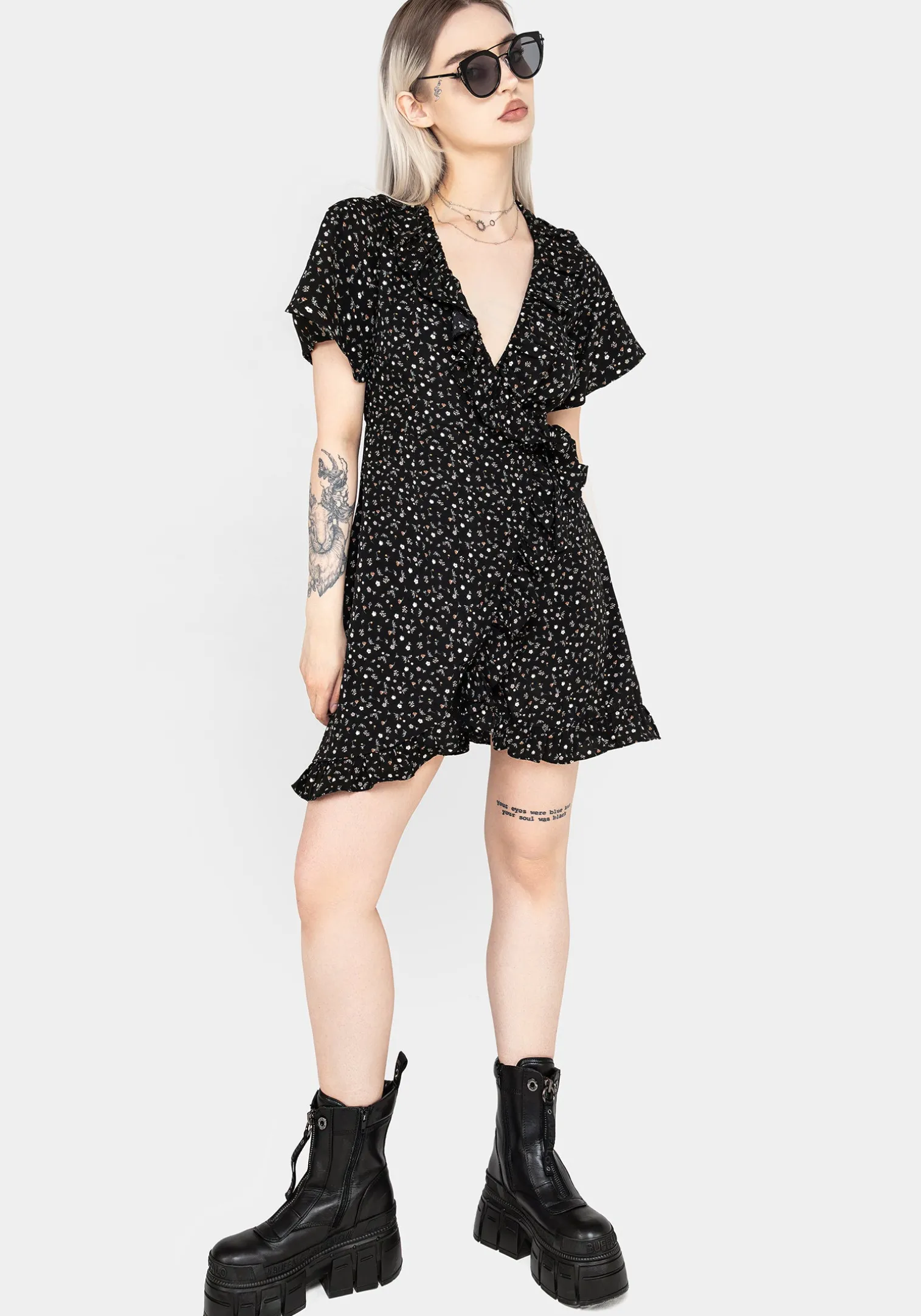 Moonseed Wrap Ruffle Dress