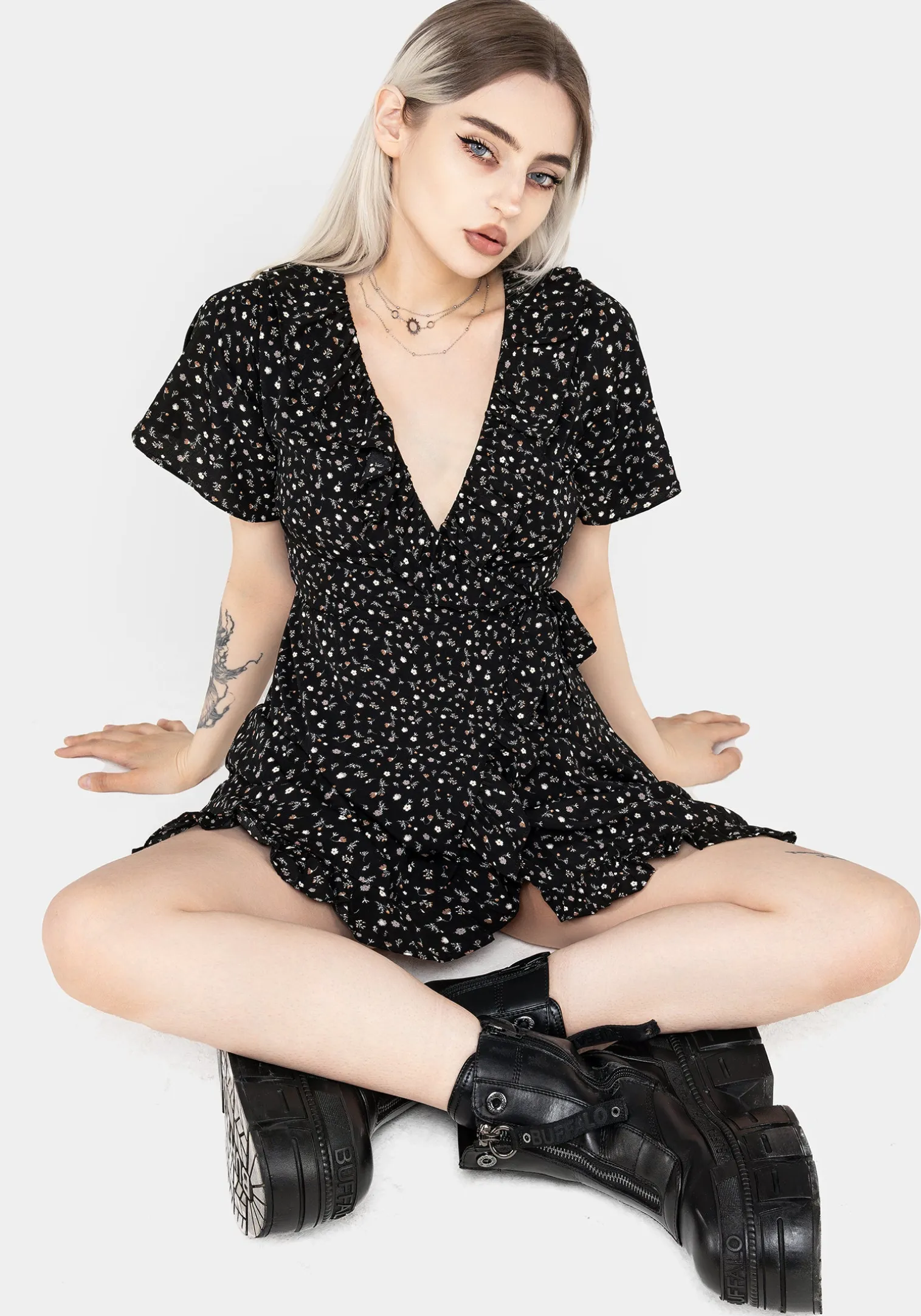 Moonseed Wrap Ruffle Dress