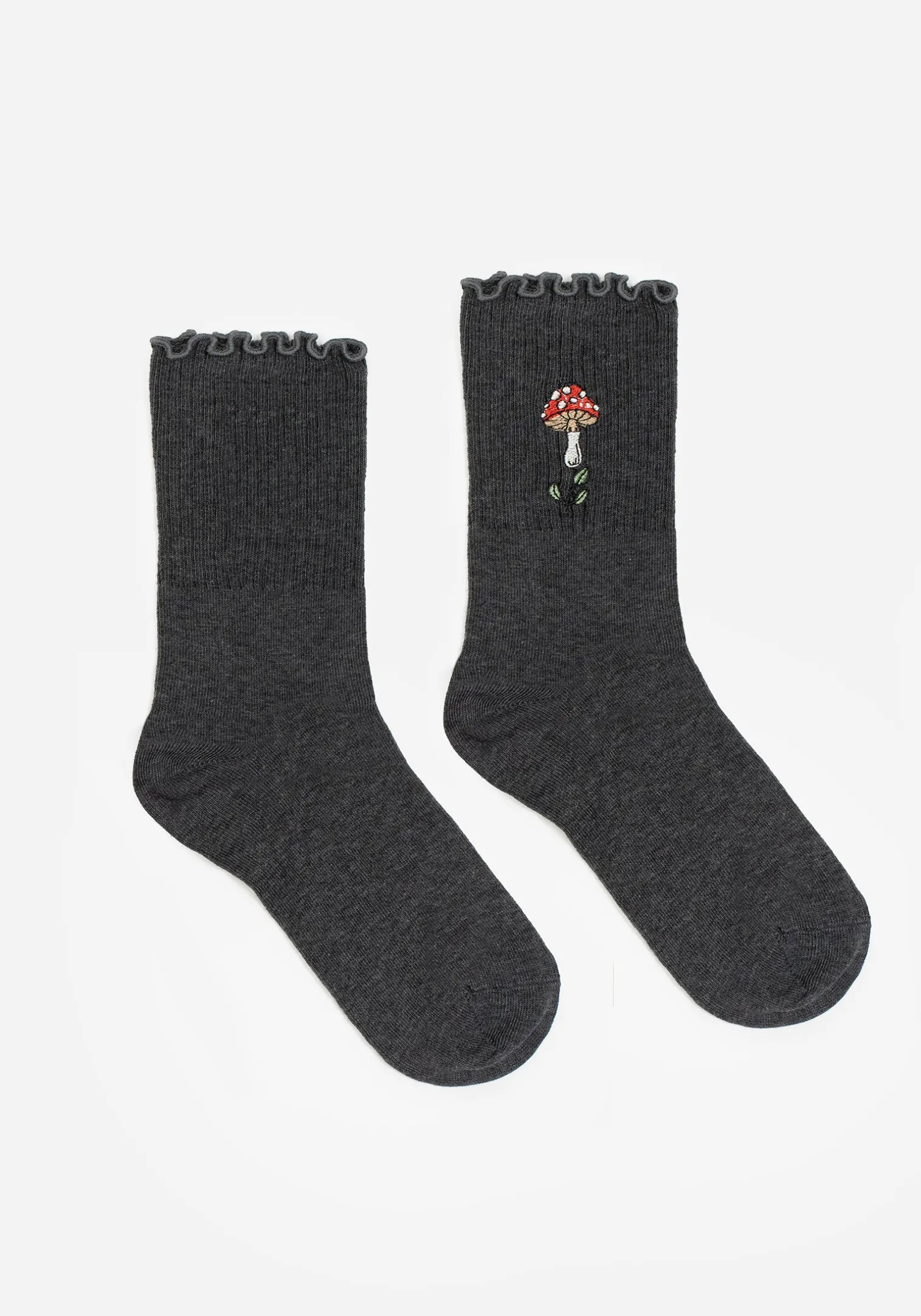 Morchella Embroidered Mushroom Socks