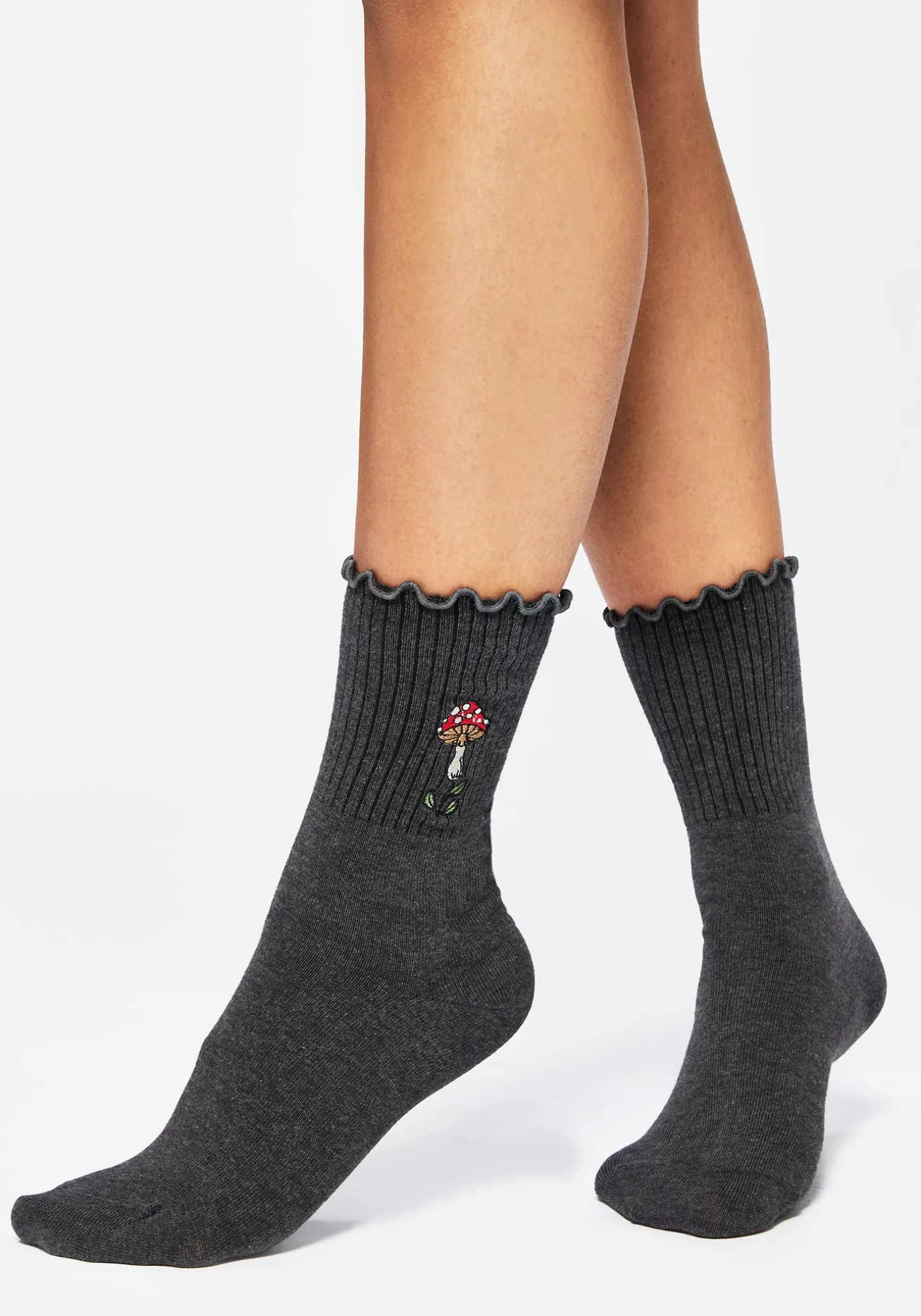 Morchella Embroidered Mushroom Socks