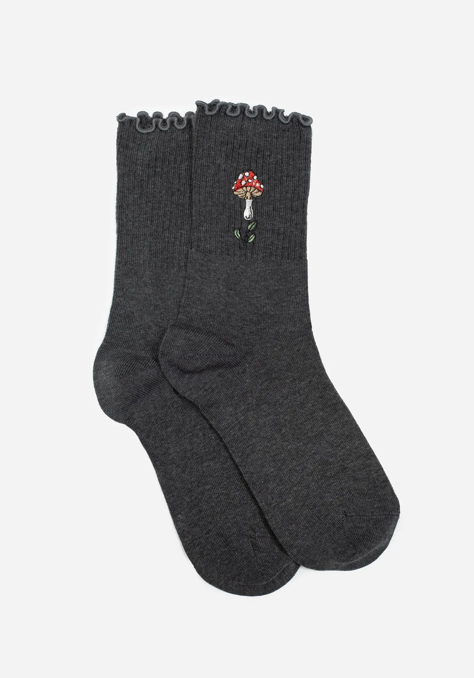 Morchella Embroidered Mushroom Socks