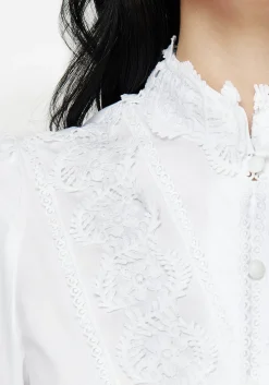 Morgaine Lace Detail Button Up Shirt - White