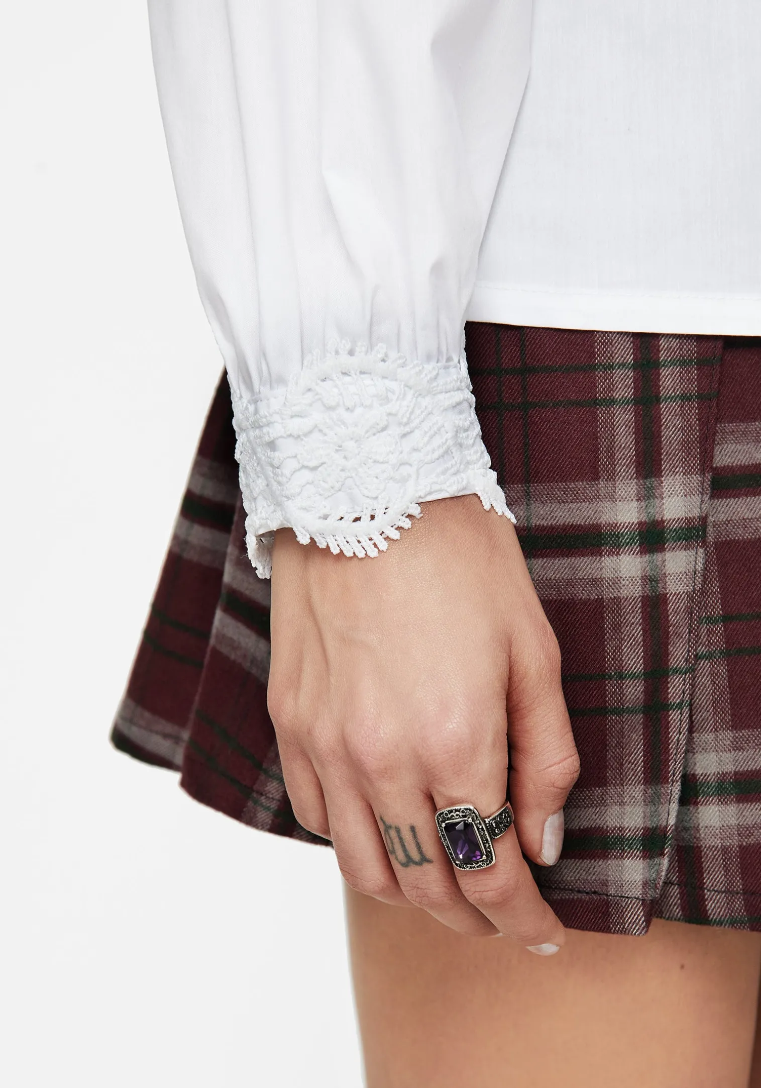 Morgaine Lace Detail Button Up Shirt - White