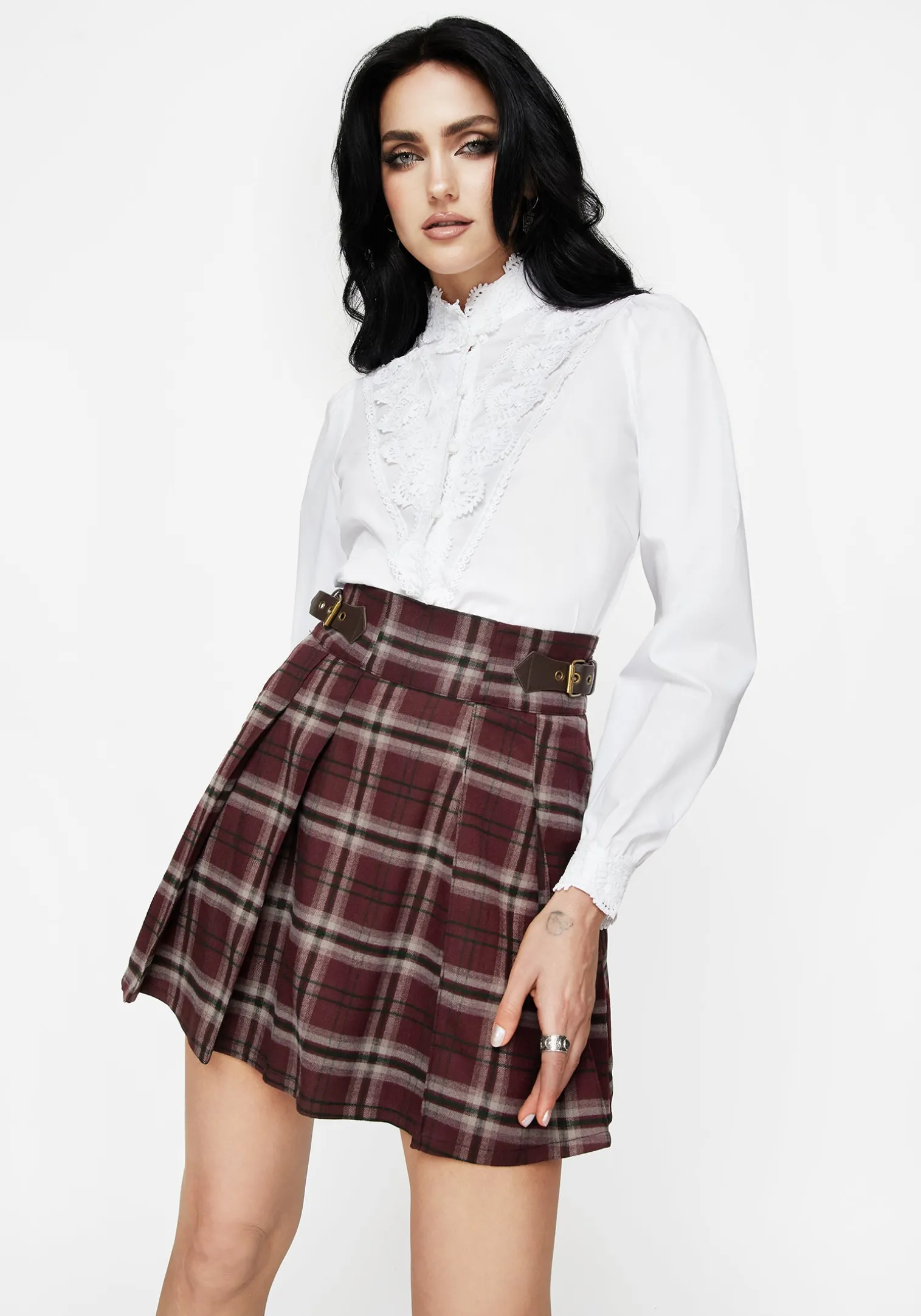 Morgaine Lace Detail Button Up Shirt - White
