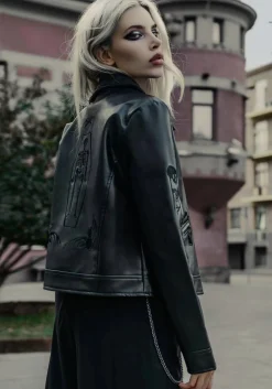 Mori Embroidered Faux Leather Jacket