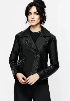 Mori Embroidered Faux Leather Jacket