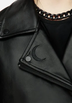 Mori Embroidered Faux Leather Jacket