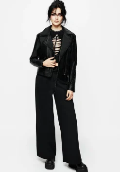 Mori Embroidered Faux Leather Jacket