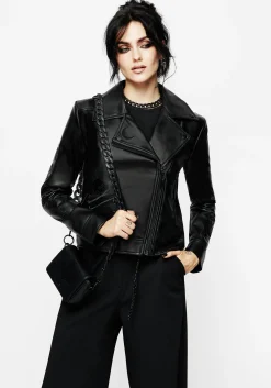 Mori Embroidered Faux Leather Jacket