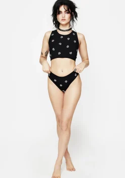 Mori Skull Embroidered Racerback Bralet
