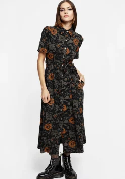 Mortify Floral Print Midi Shirt Dress