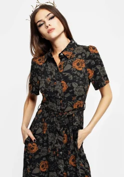 Mortify Floral Print Midi Shirt Dress