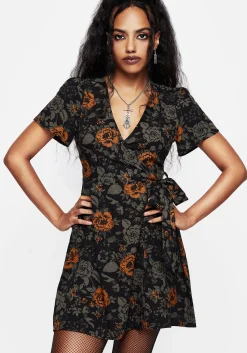 Mortify Floral Print Mini Wrap Dress