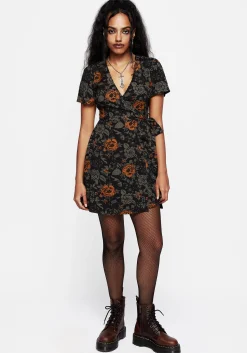 Mortify Floral Print Mini Wrap Dress