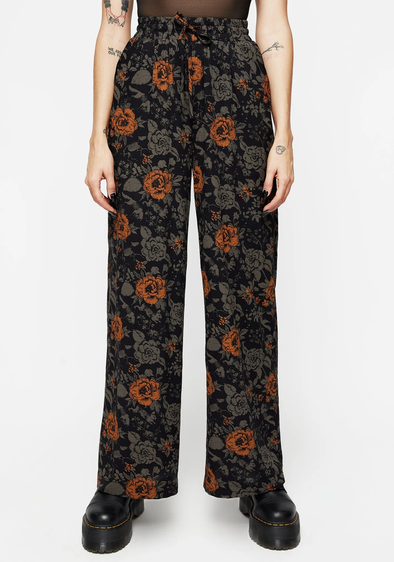 Mortify Floral Print Wide Leg Trousers