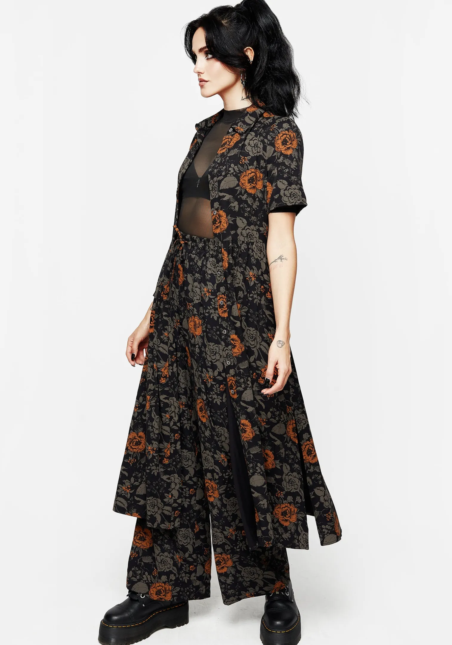 Mortify Floral Print Wide Leg Trousers