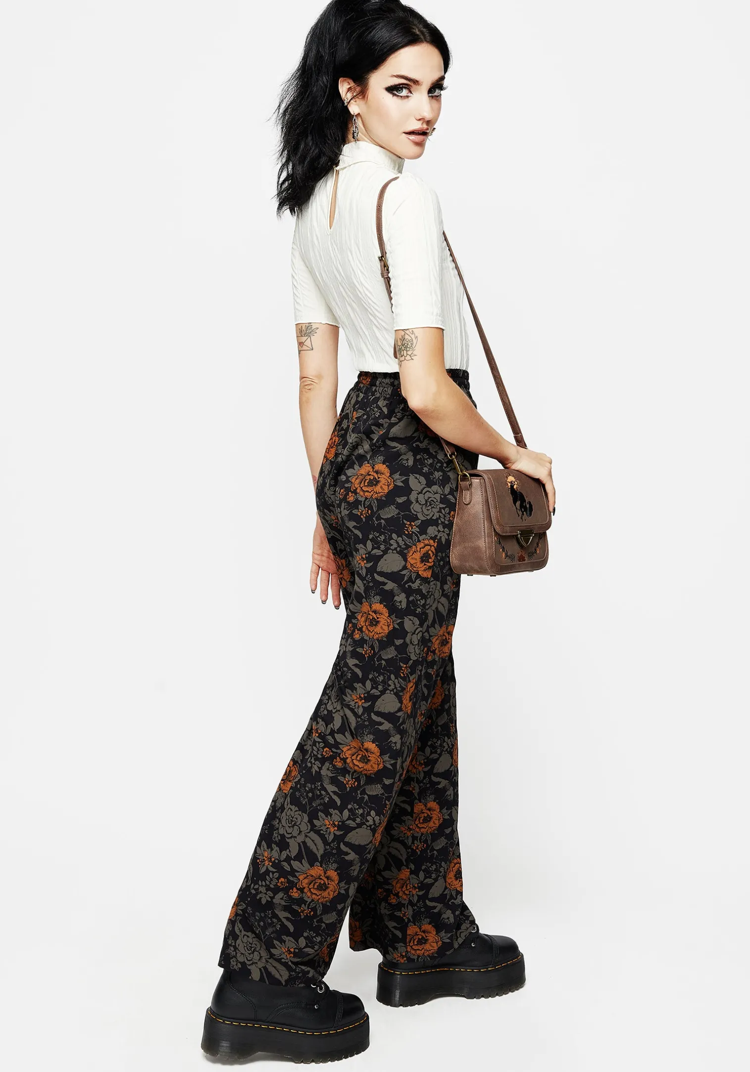Mortify Floral Print Wide Leg Trousers