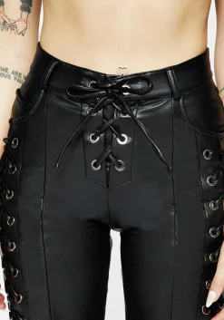 Mortis Laced Straight Leg PU Trousers