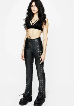 Mortis Laced Straight Leg PU Trousers